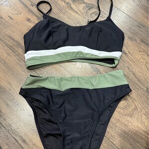 Zaful Black and Olive Bikini Set